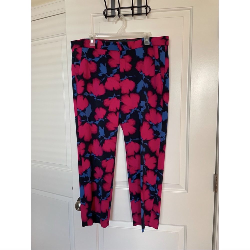 Banana Republic pink and blue floral cropped trouser pants size 14